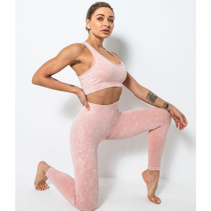 ACID WASH Seamless Workout Training Compression Tights Women High Waist Tummy Control Fitness Sport Legging Yoga Pants-0
