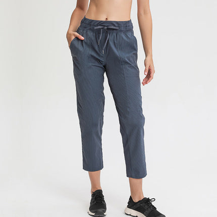 STRIPE Mid Waist Drawstring Sport Gym Joggers Women Loose Fit Fitness Workout Joggers with Pocket Leisure Sweatpants-4