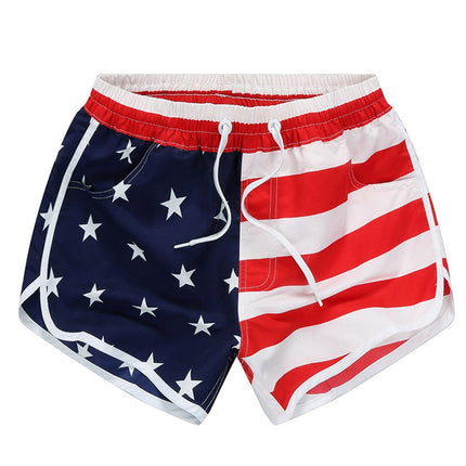 Women Clothes Short Skinny High Waist Sport Female Shorts Elastic Waist American Flag Striped Stars Short Pants-0