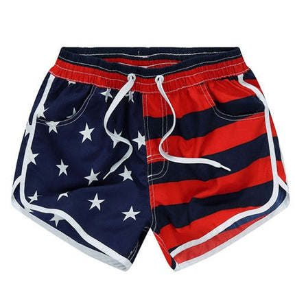 Women Clothes Short Skinny High Waist Sport Female Shorts Elastic Waist American Flag Striped Stars Short Pants-1