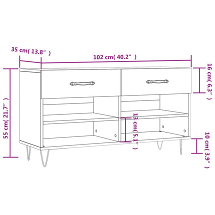 Schoenenbank 102X35X55 Cm Bewerkt Hout - XdropX