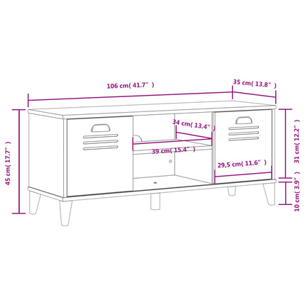 Schoenenbank Viken 106X35X45 Cm Bewerkt Hout - XdropX