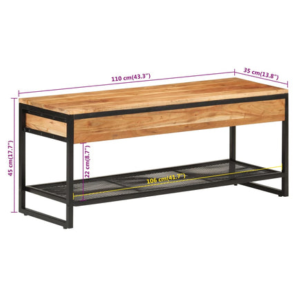 Schoenenbankje 110X35X45 Cm Massief Acaciahout En Ijzer - XdropX