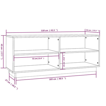 Schoenenkast 110X34X45 Cm Massief Grenenhout - XdropX