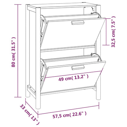 Schoenenkast 57,5X33X80 Cm Bewerkt Hout - XdropX