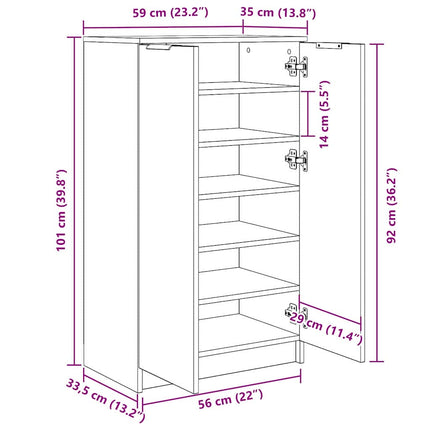 Schoenenkast 59 X 35 X 100 Cm Bewerkt Hout - XdropX