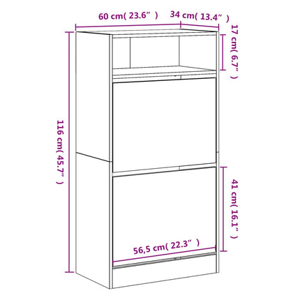 Schoenenkast 60X34X116 Cm Bewerkt Hout - XdropX