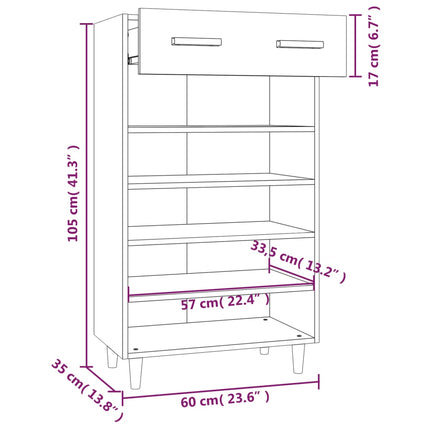 Schoenenkast 60X35X105 Cm Bewerkt Hout Eikenkleur - XdropX