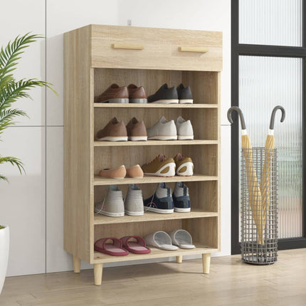 Schoenenkast 60X35X105 Cm Bewerkt Hout Eikenkleur - XdropX