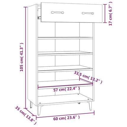Schoenenkast 60X35X105 Cm Bewerkt Hout Kleurig - XdropX