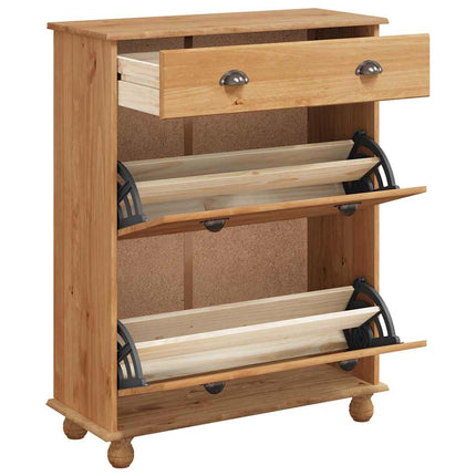 Schoenenkast Askim 85 X 35 X 108 Cm Massief Grenenhout - XdropX