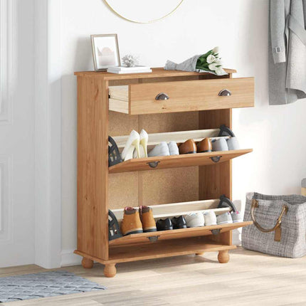 Schoenenkast Askim 85 X 35 X 108 Cm Massief Grenenhout - XdropX