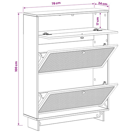 Schoenenkast Ede 78 X 24 X 103 Cm Bewerkt Hout - XdropX
