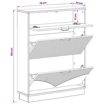 Schoenenkast Hoorn 78 X 24 X 100 Cm Bewerkt Hout - XdropX