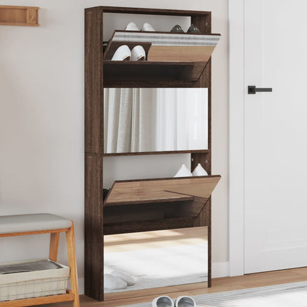 Schoenenkast Met Spiegel 4-Laags 63X17X134 Cm - XdropX