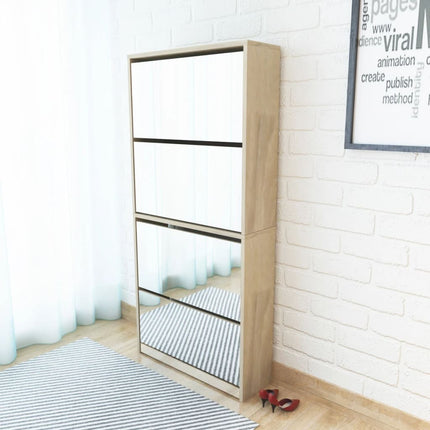 Schoenenkast Met Spiegel 4-Laags 63X17X134 Cm - XdropX