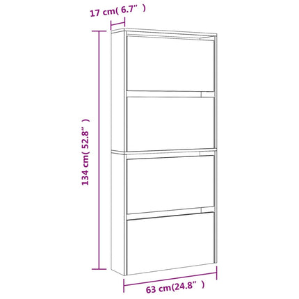 Schoenenkast Met Spiegel 4-Laags 63X17X134 Cm - XdropX