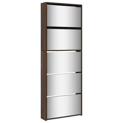 Schoenenkast Met Spiegel 5-Laags 63X17X169,5 Cm Bruineikenkleur - XdropX