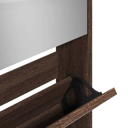 Schoenenkast Met Spiegel 5-Laags 63X17X169,5 Cm Bruineikenkleur - XdropX
