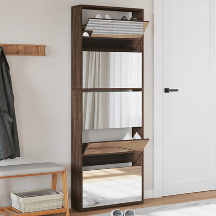 Schoenenkast Met Spiegel 5-Laags 63X17X169,5 Cm Bruineikenkleur - XdropX