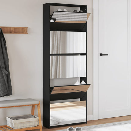 Schoenenkast Met Spiegel 5-Laags 63X17X169,5 Cm Bruineikenkleur - XdropX