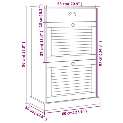 Schoenenkast Vigo 60X35X96 Cm Massief Grenenhout - XdropX