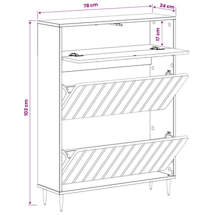 Schoenenkast Zwolle 78 X 24 X 103 Cm Bewerkt Hout - XdropX