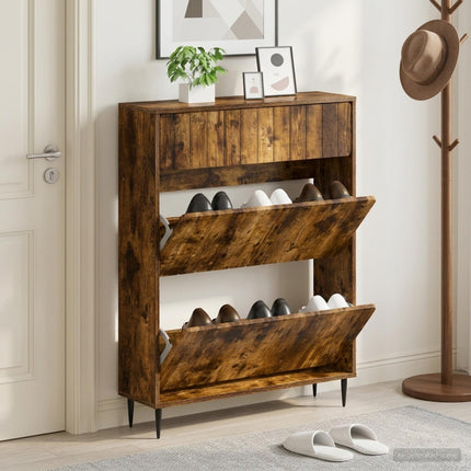 Schoenenkast Zwolle 78 X 24 X 103 Cm Bewerkt Hout - XdropX