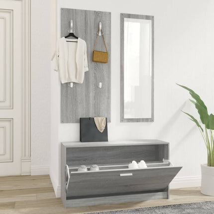 Schoenenkastset 3-In-1 Bewerkt Hout Bruineiken - XdropX