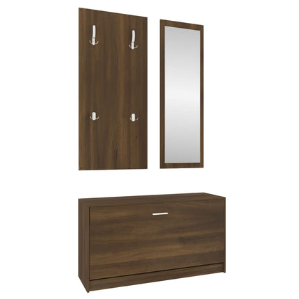 Schoenenkastset 3-In-1 Bewerkt Hout Bruineiken - XdropX