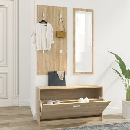 Schoenenkastset 3-In-1 Bewerkt Hout Bruineiken - XdropX