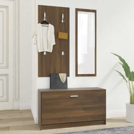 Schoenenkastset 3-In-1 Bewerkt Hout Bruineiken - XdropX
