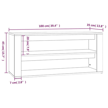 Schoenenrek 100X35X45 Cm Bewerkt Hout Kleurig - XdropX