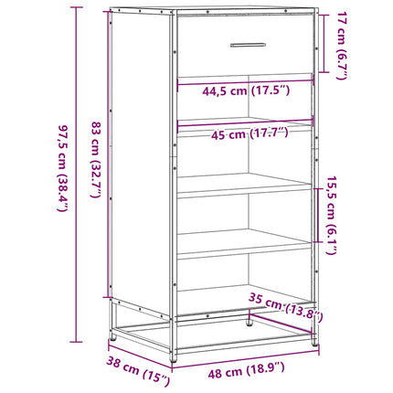 Schoenenrek 48X38X97,5 Cm Bewerkt Hout Ig - XdropX