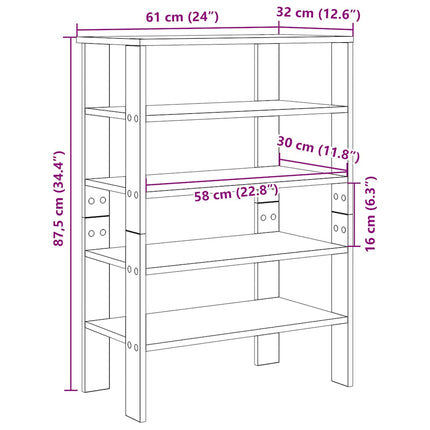Schoenenrek 61X32X87,5 Cm Bewerkt Hout Eikenkleur - XdropX