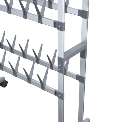 Schoenenrek Met Wieltjes 66X27X100 Cm Zilverkleurig - XdropX