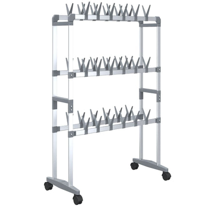 Schoenenrek Met Wieltjes 66X27X100 Cm Zilverkleurig - XdropX