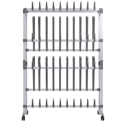 Schoenenrek Met Wieltjes 89X27X120 Cm Zilverkleurig - XdropX