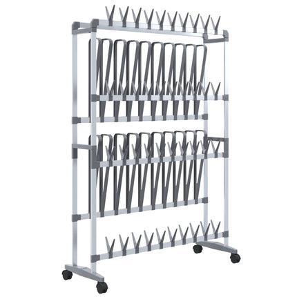 Schoenenrek Met Wieltjes 89X27X120 Cm Zilverkleurig - XdropX