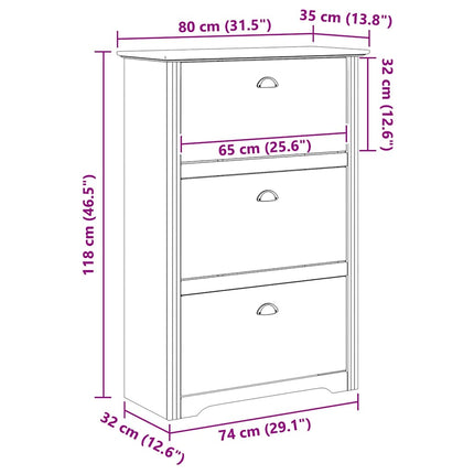 Schoenrek Bodo 80 X 35 X 118 Cm Bewerkt Hout Honing Bruin - XdropX