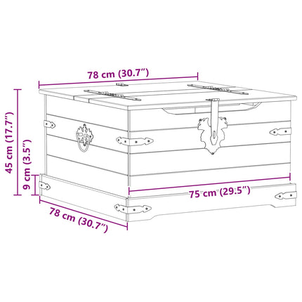 Storage Box Met Plank 78 X 78 X 45 Cm Massief Grenenhout - XdropX