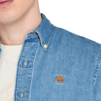 TIMBERLAND - Men's denim shirt with logo-4