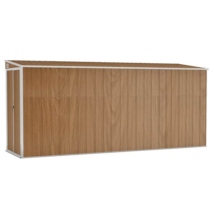 Tuinhuis Aan De Muur 118X382X178 Cm Gegalvaniseerd Staal Bruin - XdropX