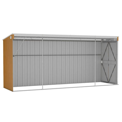 Tuinhuis Aan De Muur 118X382X178 Cm Gegalvaniseerd Staal Bruin - XdropX