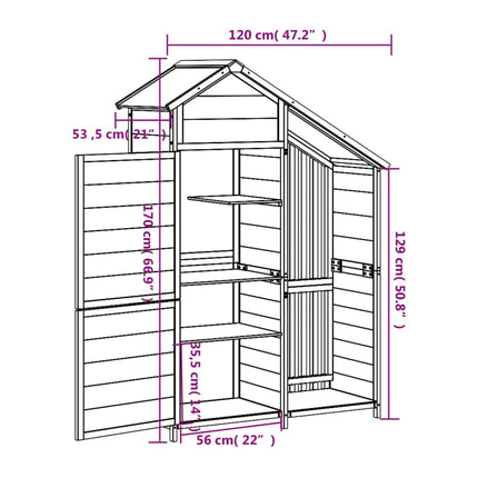 Tuinschuur 120X53,5X170 Cm Massief Grenenhout - XdropX
