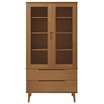 Vitrinekast Molde 90X35X175 Cm Massief Grenenhout - XdropX