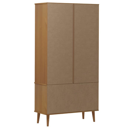 Vitrinekast Molde 90X35X175 Cm Massief Grenenhout - XdropX