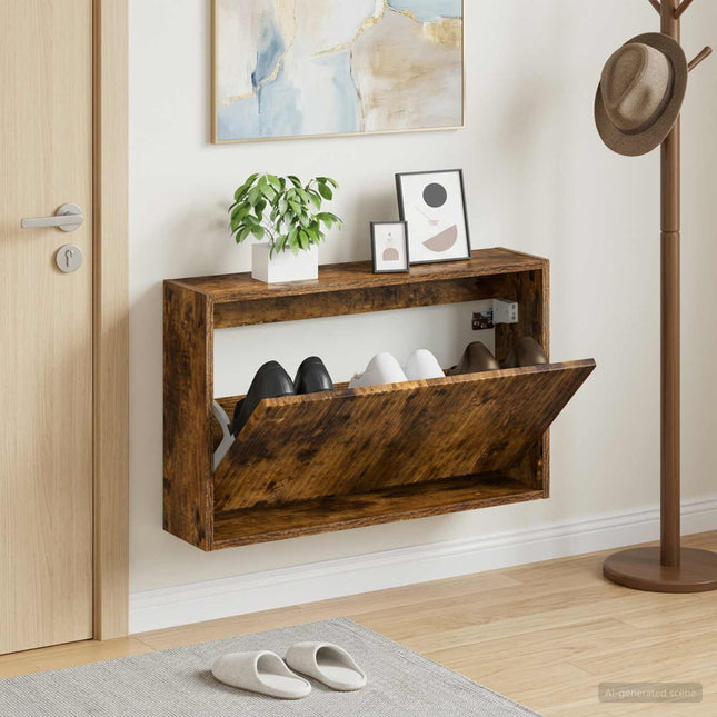 Wandgemonteerde Schoenenkast Arnhem 71 X 17 X 43 Cm - XdropX