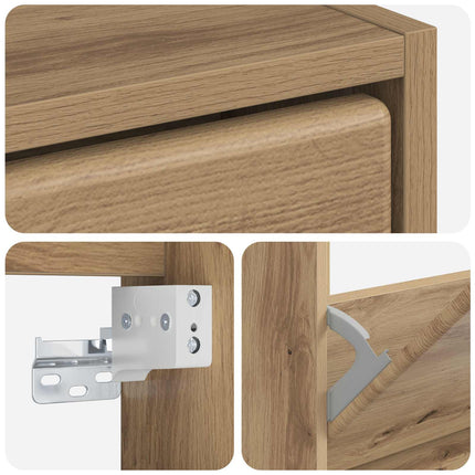 Wandgemonteerde Schoenenkast Breda 71 X 17 X 43 Cm Bewerkt Hout - XdropX