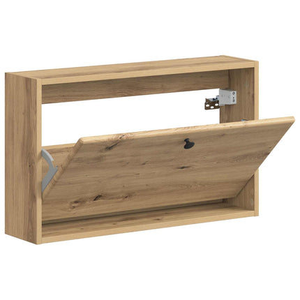 Wandgemonteerde Schoenenkast Breda 71 X 17 X 43 Cm Bewerkt Hout - XdropX